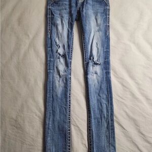 Rock Revival Light Blue Distressed Skinny Jeans